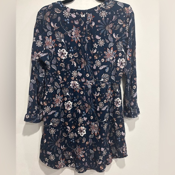 Hilary Radley Navy Floral Tunic Top Dress (M) - Picture 4 of 11